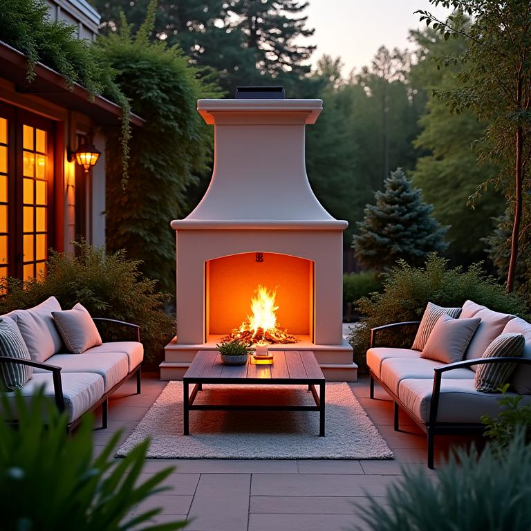 Outdoor fireplace para sa garden at terrace spaces