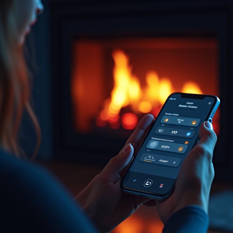 Smart fireplace technology at automation features